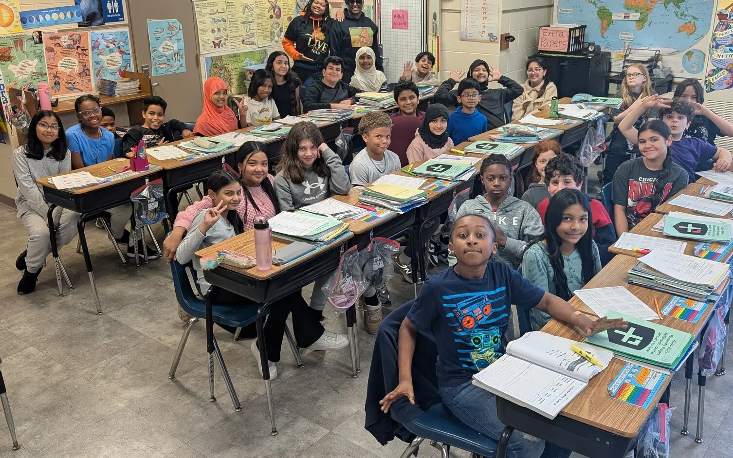 L.I.V.E. Outreach team members visiting a classroom full of students at a Detroit area school