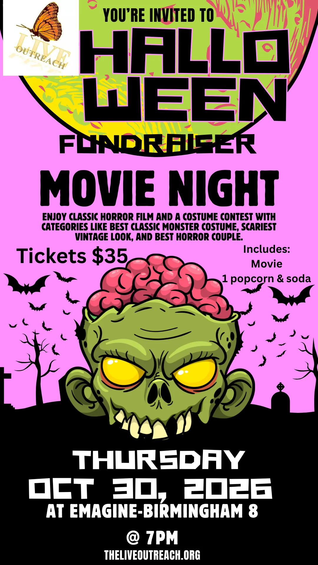 The L.I.V.E. Outreach Halloween Movie fundraiser
